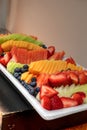 Fresh fruit platter including watermelon, cantaloupe, honeydew m Royalty Free Stock Photo