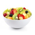 Fresh fruit salad in a bowl isolated on white background. Generative AI Royalty Free Stock Photo