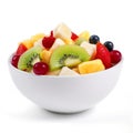 Fresh fruit salad in a bowl isolated on white background. Generative AI Royalty Free Stock Photo