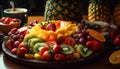 Fresh fruit salad, a colorful healthy gourmet meal generated by AI Royalty Free Stock Photo