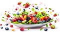 Fresh Fruit Salad Explosion with Colorful Berries and Greens Royalty Free Stock Photo