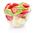 Fresh fruit salad in glass bowl isolated on white background Royalty Free Stock Photo