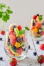 Fresh fruit salad in glasses Royalty Free Stock Photo