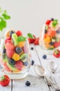 Fresh fruit salad in glasses Royalty Free Stock Photo