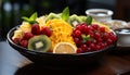 Fresh fruit salad a healthy, colorful, and refreshing summer dessert generated by AI Royalty Free Stock Photo