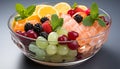 Fresh fruit salad a healthy, colorful, and refreshing summer snack generated by AI Royalty Free Stock Photo