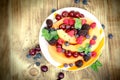 Fresh fruit salad made with organic fruits in plate Royalty Free Stock Photo