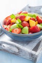 Fresh fruit salad with strawberry, apple, nectarine, pomegranate