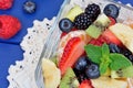 Fresh fruit salad in a transparent bowl Royalty Free Stock Photo