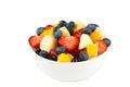 Fresh fruit salad in white bowl isolated on white background Royalty Free Stock Photo