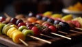 Fresh fruit skewers: a colorful gourmet indulgence generative AI