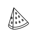 Fresh fruit slice watermelon icon on white background thick line