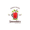 Fresh fruit smoothies logo, red smoothie juice bar liquid logo