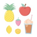 Fresh fruit sorbet set icons