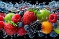 Fresh Fruit Splashing in Water on Black Background Royalty Free Stock Photo