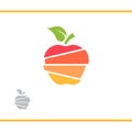 Fresh Fruit Stack Vector Logo Symbol. Sliced Apple Fruit. Apple cutted into slices. Color range, Red, Orange, yellow Royalty Free Stock Photo