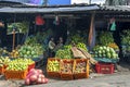 Fresh fruit stalls located on the roadside in Kandy.