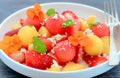 Fresh fruit summer salad with cheese Royalty Free Stock Photo