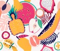 Fresh fruit tropical seamless pattern illustration Royalty Free Stock Photo