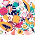 Fresh fruit tropical seamless pattern illustration Royalty Free Stock Photo