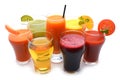 Fresh fruit and vegetable juices on white background Royalty Free Stock Photo