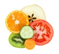 Fresh fruit and vegetable slices Royalty Free Stock Photo