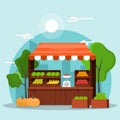 Fresh Fruit Vegetable Store Stall Stand Grocery in Market Illustration Royalty Free Stock Photo