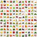 Fruit and vegetables collage on white background Royalty Free Stock Photo