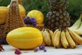 Fresh Fruit and Vegetables for Sale at Farmers Market Bananas and Miniature Bananas Royalty Free Stock Photo