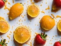 Fresh fruit water with Apples and Oranges. top view, Generative AI Royalty Free Stock Photo