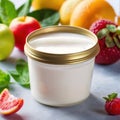 Fresh fruit yoghurt, generic blank product packaging mockup photo Royalty Free Stock Photo