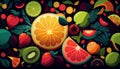 Fresh fruits. Assorted fruits colorful, clean eating, Fruit background Royalty Free Stock Photo