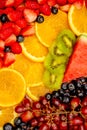 Fresh fruits background, Healthy mix fruits consist of tropical fruit and assorted berry Royalty Free Stock Photo