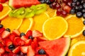 Fresh fruits background, Healthy mix fruits consist of tropical fruit and assorted berry Royalty Free Stock Photo