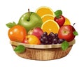 Fresh fruits basket full of ripe, juicy berries Royalty Free Stock Photo