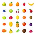 Fresh Fruits Colorful Polygonal Icons Collection Royalty Free Stock Photo