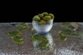 Fresh fruits of feijoa with reflection Royalty Free Stock Photo