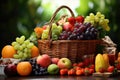 fresh fruits with a gratitude tag in a basket Royalty Free Stock Photo