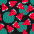 Colorful seamless pattern with ripe watermelons