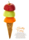 Fresh fruits on ice cream cone