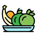 Fresh fruits icon color outline vector Royalty Free Stock Photo