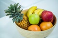 Fresh fruits on the kitchen table Royalty Free Stock Photo