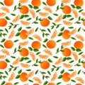 Fresh fruits. Pattern with oranges and slices.