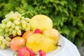 Fresh fruits in plate Royalty Free Stock Photo