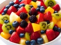 fresh fruits salad with berries and nuts in bowl, Ai Generated Royalty Free Stock Photo