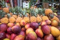 Fresh fruits for sale. Colorful fruits background.