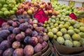 Fresh fruits for sale. Colorful fruits background.