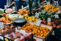 Fresh fruits on sale at a street market Royalty Free Stock Photo