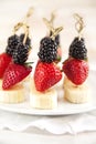 Fresh fruits on the skewers. Shallow depth of field Royalty Free Stock Photo