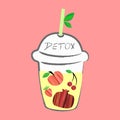 Fresh fruits Smoothie, Detox water colorful cards with different fruits.